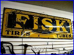 Vintage Original Fisk Tires Tubes Advertising Porcelain Sign 2 FT. X 6FT