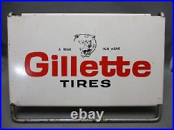 Vintage Original Gillette TIRES Metal Tire Rack Display Stand Gas Oil Sign