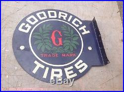 Vintage Original Goodrich Tires Double Sided Flange Sign Super Rare