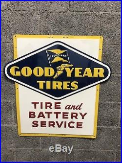 Vintage Original Goodyear Tires And Battery Service Large Sign