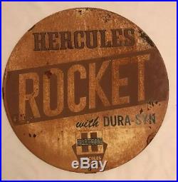 Vintage Original Hercules Tires Rocket Advertising 15 Sign Automotive Gas Oil