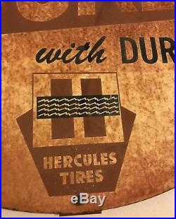 Vintage Original Hercules Tires Rocket Advertising 15 Sign Automotive Gas Oil