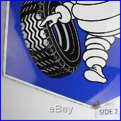 Vintage Original Large (23.5 X 31) Double-Sided Porcelain Michelin Tire Sign