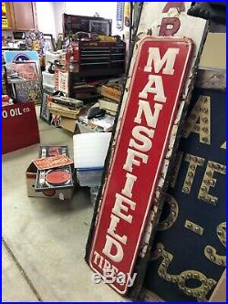 Vintage Original Mansfield Tires Embossed Metal Not Porcelain Advertising Sign
