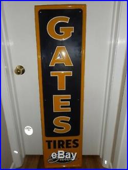 Vintage Original NOS GATES TIRES Gas Station Vertical Tin Advertising SIGN