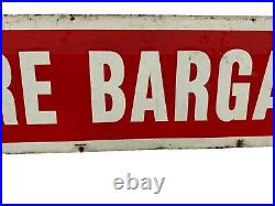 Vintage Original Painted Red/White Tire Bargains Double Sided Sign