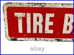 Vintage Original Painted Red/White Tire Bargains Double Sided Sign