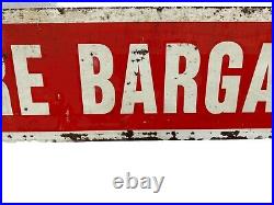 Vintage Original Painted Red/White Tire Bargains Double Sided Sign