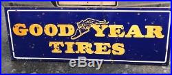 Vintage Original Porcelain Goodyear Tires Sign Advertising Gas Oil Station 24x66