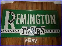 Vintage Original REMINGTON TIRES Tin Gas Oil Station Advertising SIGN