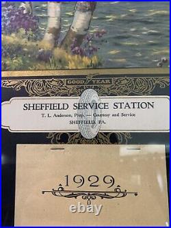 Vintage Original Sheffield PA Service Station Goodyear Framed 1929 Calendar Sign