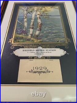 Vintage Original Sheffield PA Service Station Goodyear Framed 1929 Calendar Sign