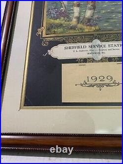 Vintage Original Sheffield PA Service Station Goodyear Framed 1929 Calendar Sign