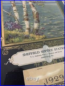 Vintage Original Sheffield PA Service Station Goodyear Framed 1929 Calendar Sign