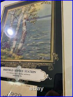 Vintage Original Sheffield PA Service Station Goodyear Framed 1929 Calendar Sign