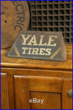 Vintage Original Yale Tires Sign Advertising Auto Gas Oil Tire Display Tin Sign