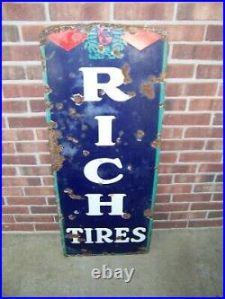 Vintage Partial BF Goodrich Tires Porcelain Advertising Sign 45 x 17 3/4