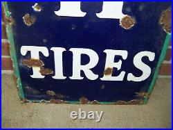 Vintage Partial BF Goodrich Tires Porcelain Advertising Sign 45 x 17 3/4