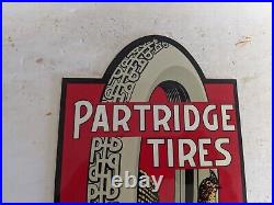 Vintage Partridge Tires Porcelain Advertising Sign Wheels Tire