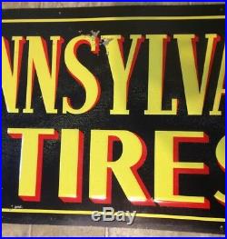 Vintage Pennsylvania Tires Car Truck Advertising Tin Sign