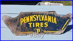 Vintage Pennsylvania Tires Metal Display Sign Very Rare 22x8 Gas Station Garage
