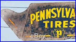 Vintage Pennsylvania Tires Metal Display Sign Very Rare 22x8 Gas Station Garage
