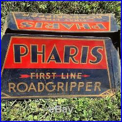 Vintage Pharis Tire Display RARE Tire Stand 1930's Ohio OH Metal Sign