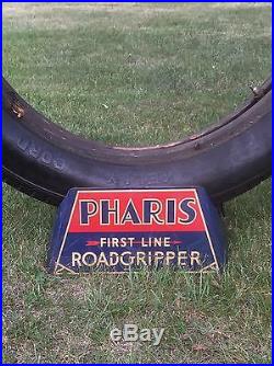 Vintage Pharis Tire Display RARE Tire Stand 1930's Ohio OH Metal Sign