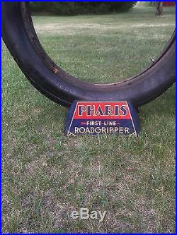 Vintage Pharis Tire Display RARE Tire Stand 1930's Ohio OH Metal Sign