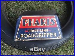 Vintage Pharis Tire Display RARE Tire Stand 1930's Ohio OH Metal Sign