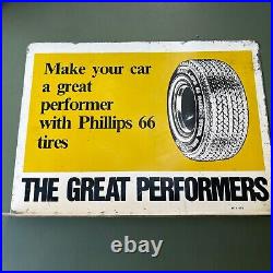 Vintage Phillips 66 Metal Sign Has Pump Topper Oil And Tires