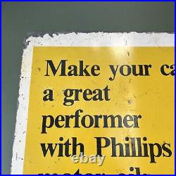 Vintage Phillips 66 Metal Sign Has Pump Topper Oil And Tires