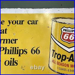 Vintage Phillips 66 Metal Sign Has Pump Topper Oil And Tires