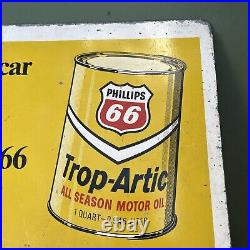 Vintage Phillips 66 Metal Sign Has Pump Topper Oil And Tires