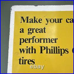 Vintage Phillips 66 Metal Sign Has Pump Topper Oil And Tires