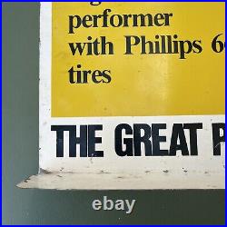 Vintage Phillips 66 Metal Sign Has Pump Topper Oil And Tires