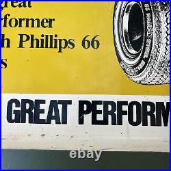 Vintage Phillips 66 Metal Sign Has Pump Topper Oil And Tires