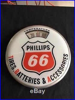 Vintage Phillips 66 Tires Batteries & Accessories Thermometer Sign