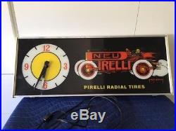 Vintage Pirelli Tires Lighted Sign and clock