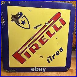 Vintage Pirelli Tires Porcelain Sign 28x28