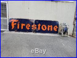 Vintage Porcelain 12 Foot X 3 Foot Firestone Tire Sign Two Piece Pick Up Only