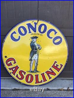 Vintage Porcelain CONOCO Gasoline OIL TIRE AUTO Sign