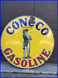 Vintage Porcelain CONOCO Gasoline OIL TIRE AUTO Sign