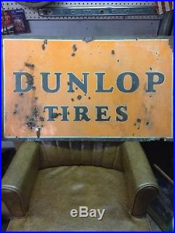 Vintage Porcelain Double Sided Dunlop Tires Sign 40x24 Dealer Sign Rare