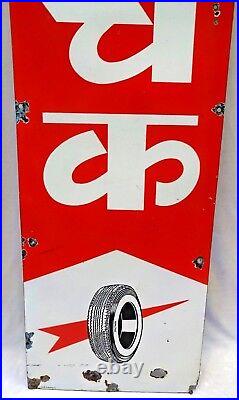 Vintage Porcelain Enamel Inchek Tire Advertise Sign Petrol Pump Rare Collectible