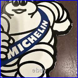 Vintage Porcelain Enamel Michelin Man Tire Advertising Sign