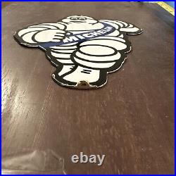 Vintage Porcelain Enamel Michelin Man Tire Advertising Sign