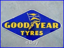 Vintage Porcelain Enamel Original Good Year Tyres Tire Sign Board Rare