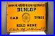 Vintage-Porcelain-Enamel-Sign-Board-Dunlop-Cab-Tyres-Tires-Double-Sided-Flange-01-jv