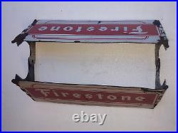 Vintage Porcelain Enamel Sign Firestone Tyre Cut Out Stand Service Station Sign